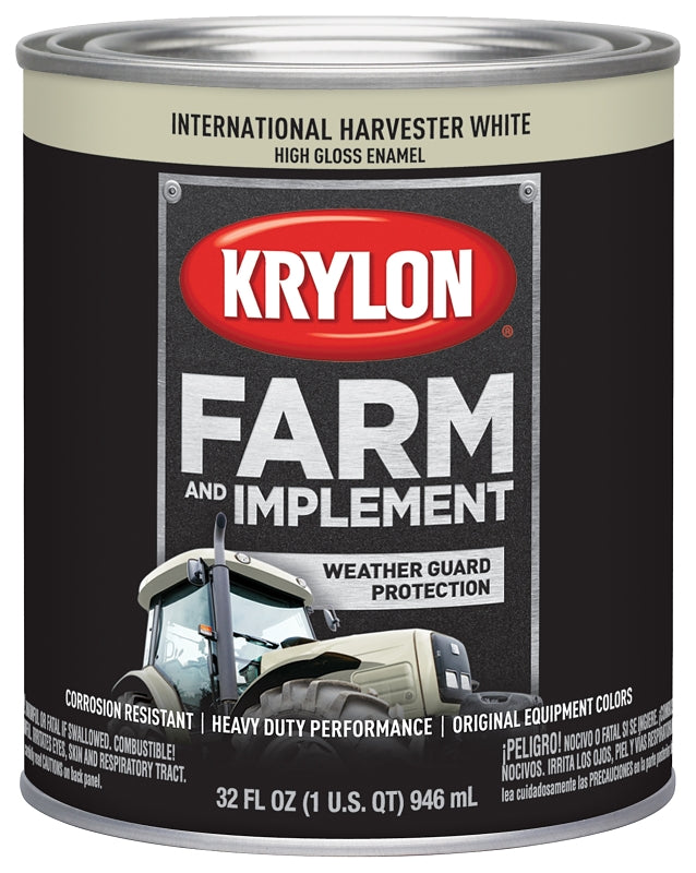 Krylon K02034000 Farm Equipment Paint, High-Gloss Sheen, International Harvester White, 1 qt