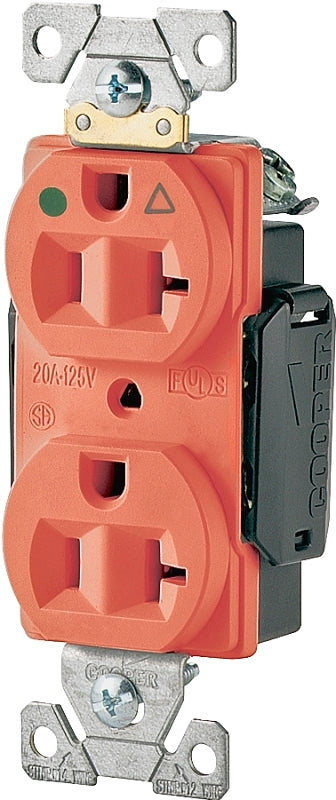 Eaton Cooper Wiring IG8300 IG8300RN Duplex Receptacle, 2 -Pole, 20 A, 125 V, Back, Side Wiring, NEMA: 5-20R