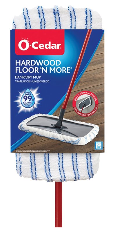 O-Cedar Floor N' More 168120 Dust Mop, 9 in W Head, 2.63 in L Head, Microfiber Head, Plastic Handle, 59-1/2 in L