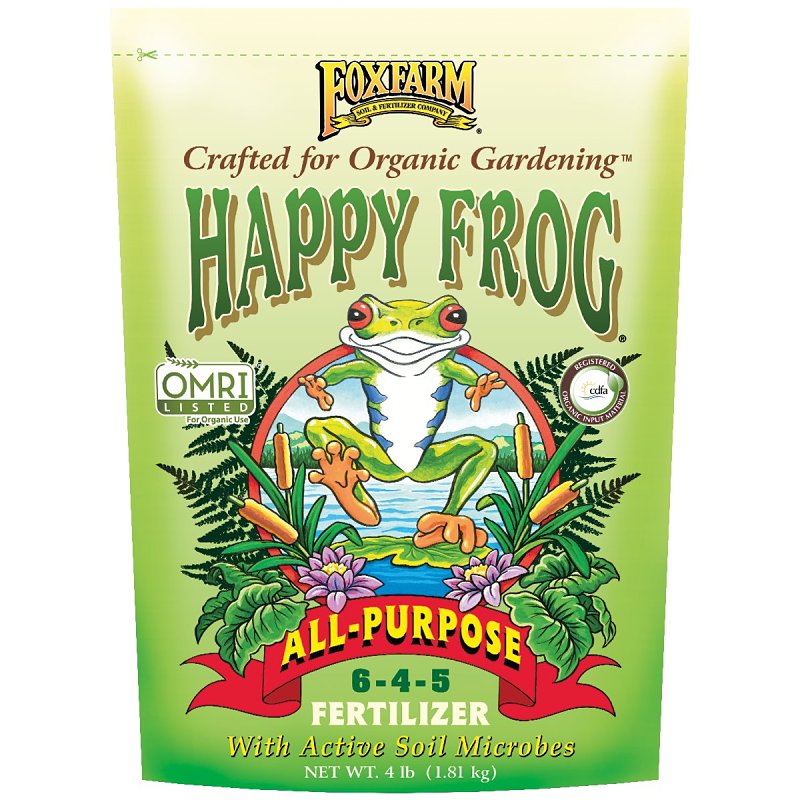 Happy Frog HFALLPURP4 All-Purpose Plant Food, 4 lb, Granular, 6-4-5 N-P-K Ratio