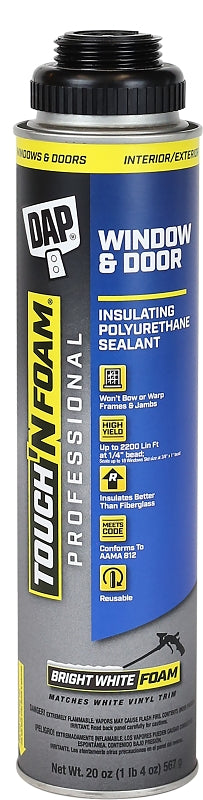 DAP Touch 'n Foam Professional Series 7565002010 Window & Door Foam Sealant, White, 20 oz Can