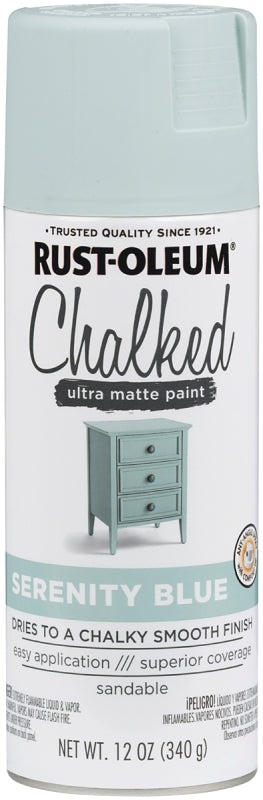 Rust-Oleum 302595 Chalk Spray Paint, Ultra Matte, Serenity Blue, 12 oz, Can