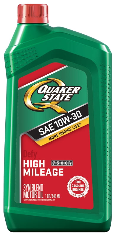 Quaker State 550043280 High-Mileage Motor Oil, 10W-30, 1 qt Bottle