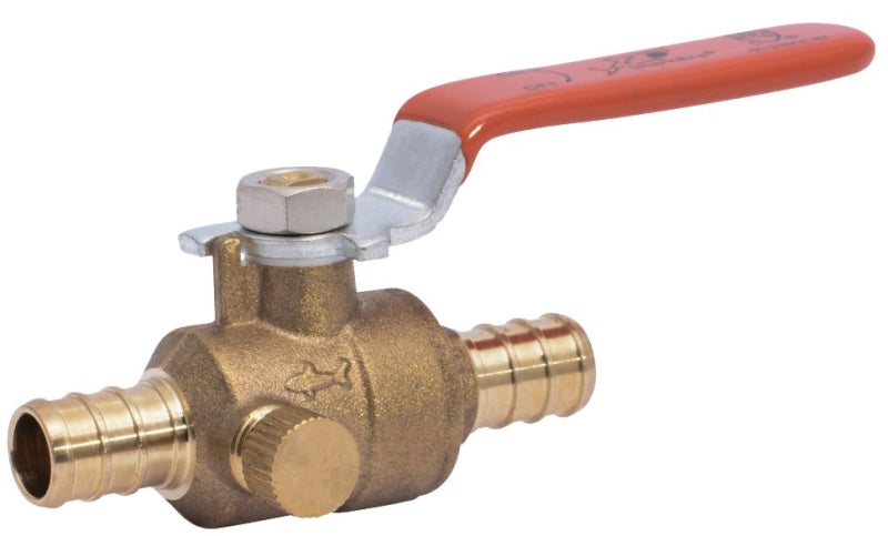 SharkBite 24612LFA Ball Valve, 1/2 in Connection, Barb, 200 psi Pressure, Brass Body