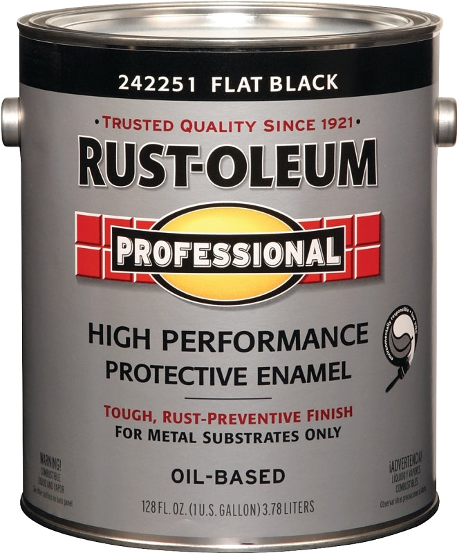 RUST-OLEUM PROFESSIONAL 242251 Protective Enamel, Flat, Black, 1 gal Can