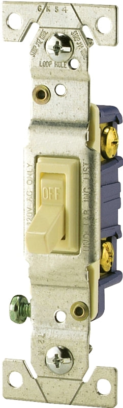 Eaton Wiring Devices C1301-7V Toggle Switch, 15 A, 120 V, Push-In Terminal, 5-20R, Polycarbonate Housing Material