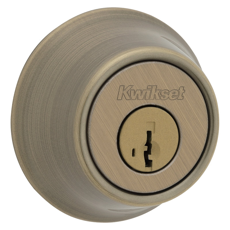 Kwikset 660 5 RCAL RCS Deadbolt, Different Key, Steel, Antique Brass, 2-3/8, 2-3/4 in Backset, KW1, K3, SMT Keyway