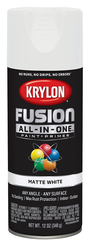 Krylon K02764007 Spray Paint, Matte, White, 12 oz, Can