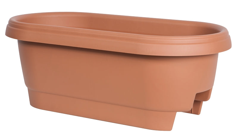 Bloem 477241-1001 Planter, 9 in H, 11.9 in W, 23.9 in D, Plastic, Terra Cotta, Matte