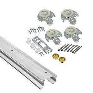RENIN BP102K-06000-BW Sliding Door Kit, 60 in L Track, Metal, For: 3/4 to 1-3/8 in Wood Panels or Doors