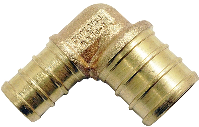 Apollo CPXE1234 Pipe Elbow, 1/2 x 3/4 in, 90 deg Angle, Brass