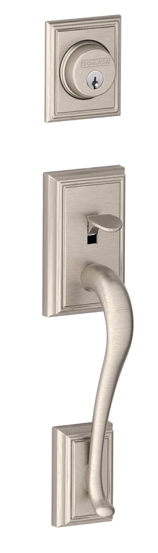 Schlage Addison Series F58ADD619 Combination Lockset, Mechanical Lock, Grip Only Handle, Satin Nickel, 1 Grade, Metal