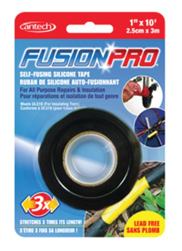 Cantech FushionPro 737-01 Silicone Tape, 3.28 yd L, 0.99 in W, Silicon Backing, Black