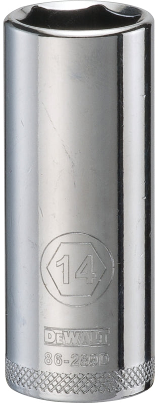 DeWALT DWMT86289OSP Drive Socket, 14 mm Socket, 1/4 in Drive, 6-Point, Steel, Polished Chrome Vanadium
