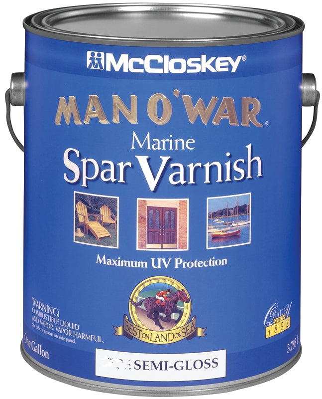 McCloskey Man O' War 080.0006507.007 Marine Spar Varnish, Semi-Gloss, Clear, Liquid, 1 gal