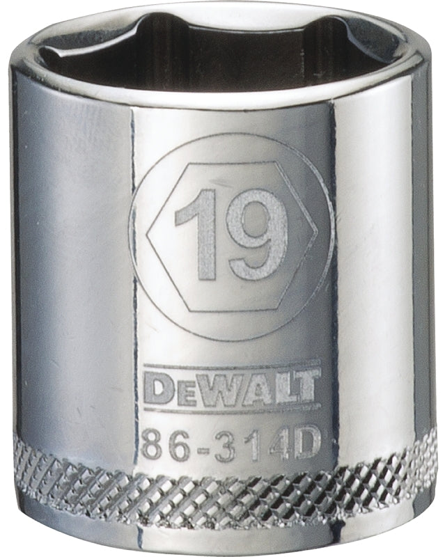 DeWALT DWMT86314OSP Hand Socket, 19 mm Socket, 3/8 in Drive, 6-Point, Vanadium Steel, Polished Chrome