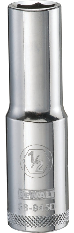 DeWALT DWMT88945OSP Drive Socket, 1/2 in Socket, 1/2 in Drive, 6-Point, Vanadium Steel, Polished Chrome