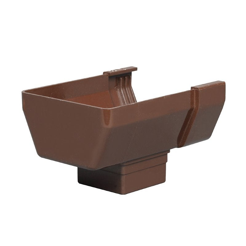 Amerimax T1509 U Gutter Drop Outlet, 5.8 in L, 4-1/2 in W, Vinyl, Brown