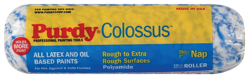 Purdy Colossus 140630M95 Replacement Roller Cover, 1 in Thick Nap, 9-1/2 in L, Woven Polyamide Cover