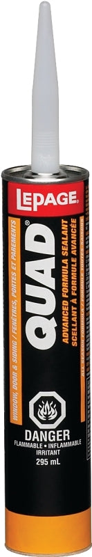 LePage Quad 1365302 Window Door and Siding Sealant, Translucent, -7 to 38 deg C, 295 mL Cartridge