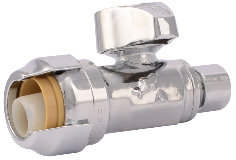 SharkBite 23337-0000LF Stop Valve, 1/2 x 1/4 in Connection, Compression, 200 psi Pressure, Brass Body