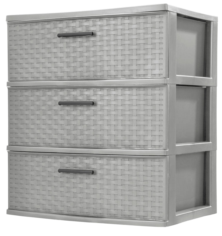 Sterilite Weave 25306A01 Drawer Unit, 3-Drawer, Plastic, 21-7/8 in OAW, 24 in OAH, 15-7/8 in OAD