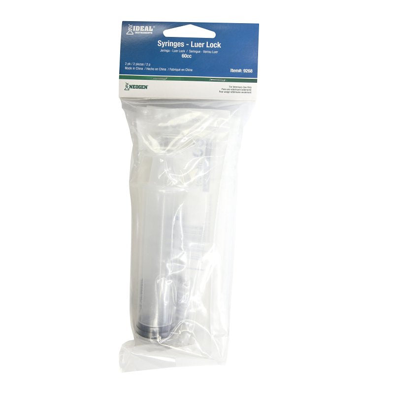 Neogen 9268 Luer Lock Syringe, 60 cc, Polypropylene, Clear