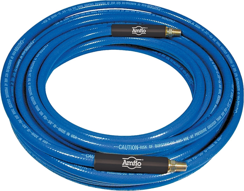 Amflo 554-50A-10 Air Hose, 3/8 in OD, 50 ft L, MNPT, 300 psi Pressure, PVC, Blue