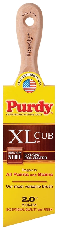 Purdy XL Cub 144153320 Angular Trim Brush, 2 in W, 2-11/16 in L Bristle, Nylon/Polyester Bristle