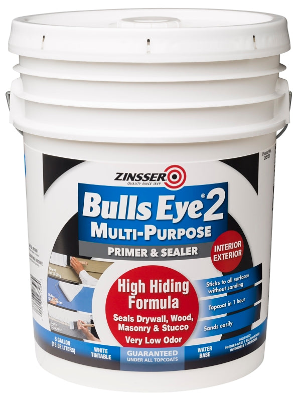 Zinsser Bulls Eye 2 Series 285153 Primer, White, 5 gal, Pail