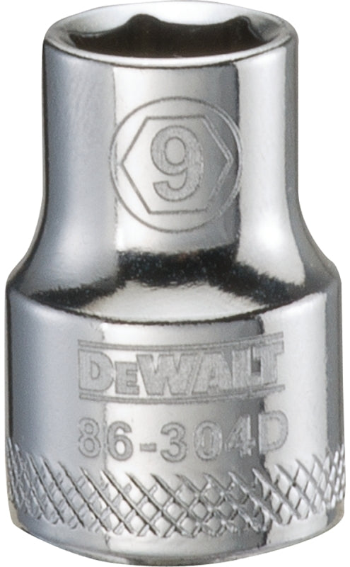 DeWALT DWMT86304OSP Hand Socket, 9 mm Socket, 3/8 in Drive, 6-Point, Vanadium Steel, Polished Chrome