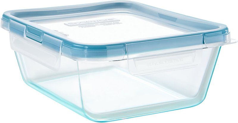 Snapware 1126786 Storage Container, 64 oz Capacity, Glass, Clear, 7-1/4 in L, 9.13 in W, 3-1/2 in H