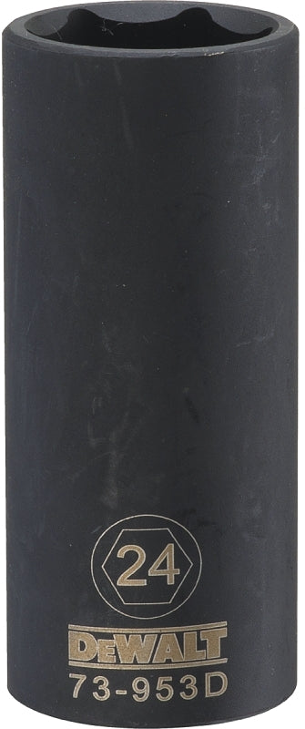 DeWALT DWMT73953OSP Impact Socket, 24 mm Socket, 1/2 in Drive, 6-Point, CR-440 Steel, Black Oxide