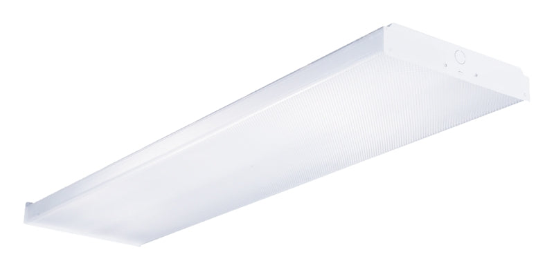 Metalux WS432 Wraparound Light, 128 W, 4-Lamp, T8 Bulb, Bi-Pin Lamp Base, Metal Fixture, White Fixture