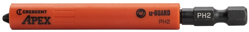 Crescent APEX u-GUARD CAUGB3BPH2 Covered Impact Power Bit, #2 Drive, Phillips Drive, 1/4 in Shank, Hex Shank, Steel