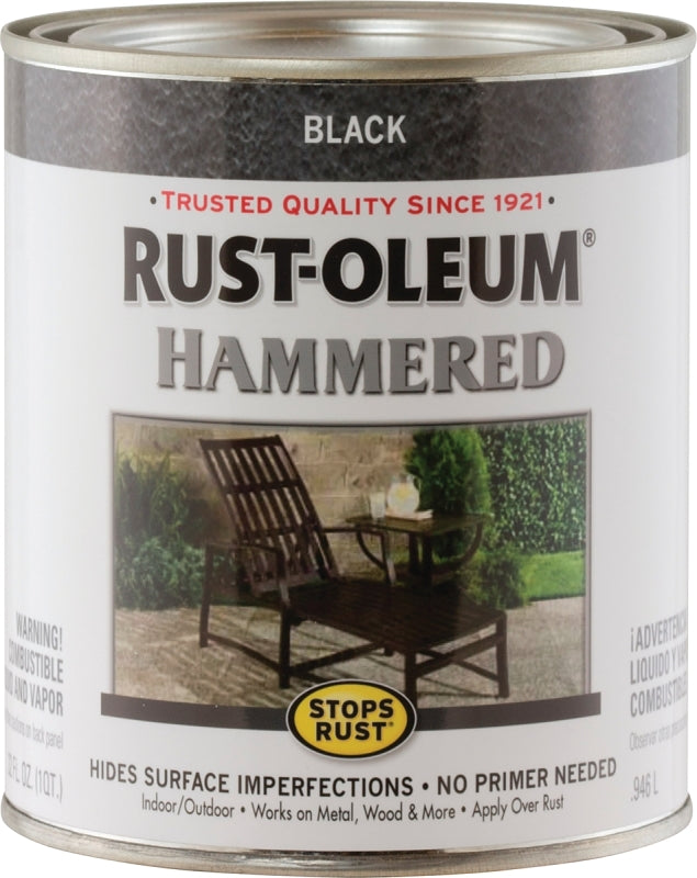 Rust-Oleum 7215502 Enamel Paint, Hammered, Black, 1 qt, Can, 75 to 150 sq-ft/qt Coverage Area