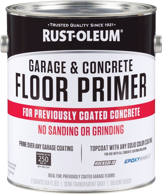 Rust-Oleum 306196 Floor Primer, Flat/Matte, Semi-Transparent Gray, Liquid, 64 oz