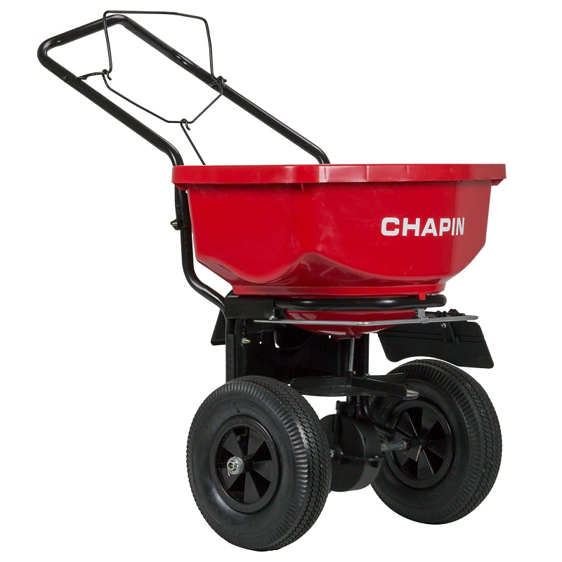 CHAPIN 8200A Turf Spreader, 24 in W Spread, 80 lb Hopper, Steel Frame, Poly Hopper, Pneumatic Wheel