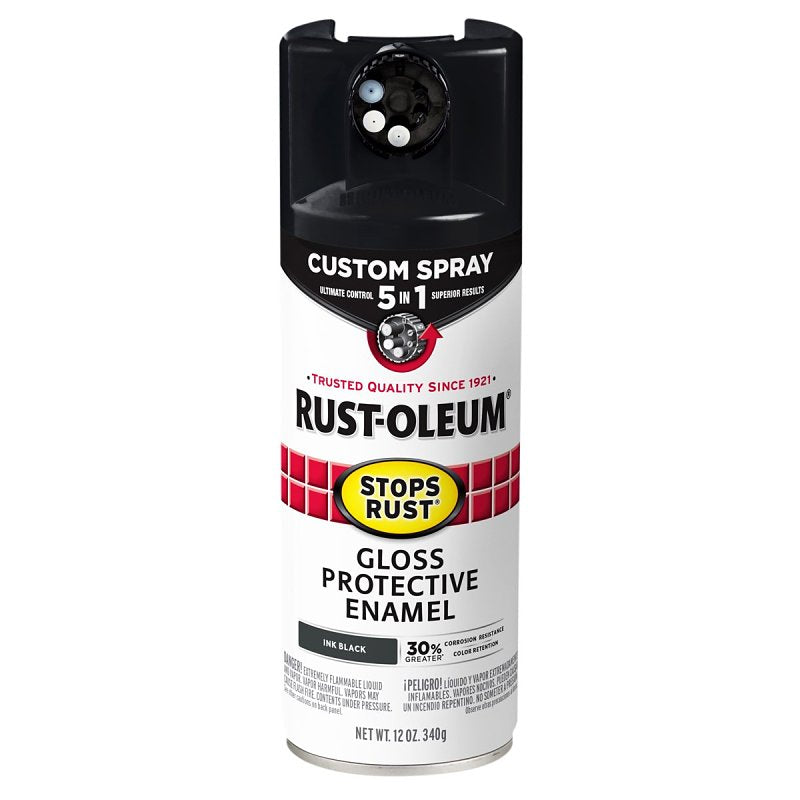 Stops Rust 380397 Rust Preventative Spray Paint, Gloss, Ink Black, 12 oz, Can