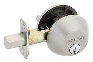 Schlage B60619 Deadbolt, 1 Grade, SC1 Key, Metal, Satin Nickel, 2-3/8, 2-3/4 in Backset, C Keyway