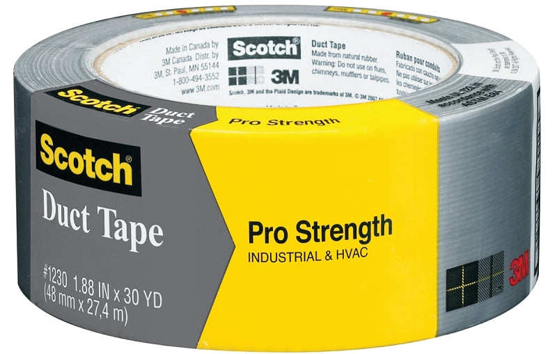 Scotch 1230-A Duct Tape, 30 yd L, 1.88 in W, Gray