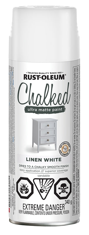 Rust-Oleum 302822 Chalk Spray Paint, Ultra Matte, Linen White, 340 g, Can