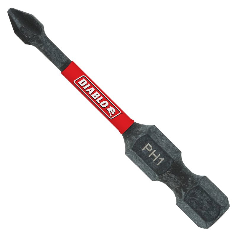 Diablo DPH12B Drive Bit, #1 Drive, Phillips Drive, 1/4 in Shank, Hex Shank, 2 in L