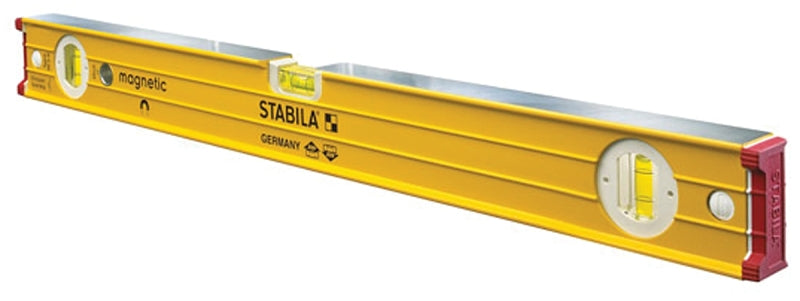 Stabila 38624 I-Beam Level, 24 in L, 3-Vial, Magnetic, Aluminum, Yellow