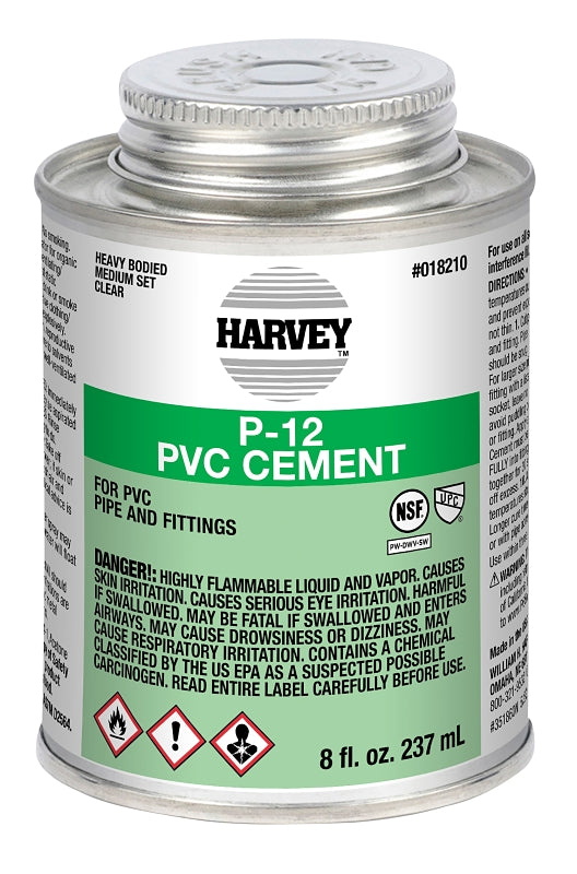 Harvey 18210-24 Solvent Cement, 8 oz Can, Liquid, Clear