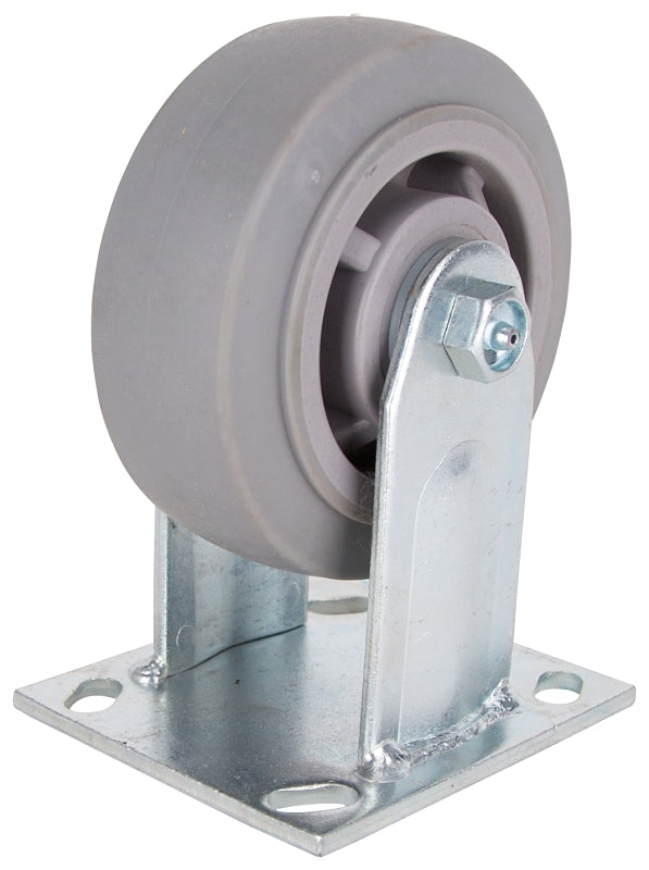 ProSource JC-T03 Rigid Caster, 5 in Dia Wheel, 2 in W Wheel, Thermoplastic Rubber Wheel, Gray, 450 lb