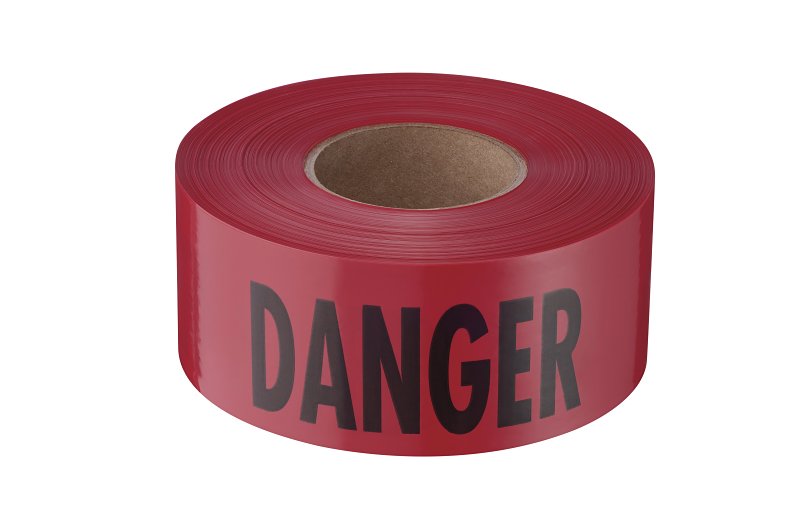 Empire 77-1004 Barricade Tape, 1000 ft L, 3 in W, Plastic Backing, Red