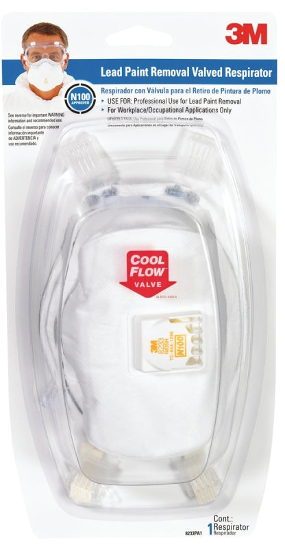 3M TEKK Protection 8233PA1-A/R-8833 Disposable Valved Respirator, N100 Filter Class, White