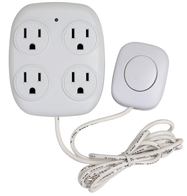 PowerZone ORFSTAP Power Tap with Remote Switch, 15 A, 4-Outlet, White