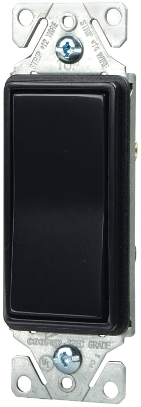 Eaton Wiring Devices 7500 7503BK-BOX Rocker Switch, 15 A, 120/277 V, 3-Way, Lead Wire Terminal, Black